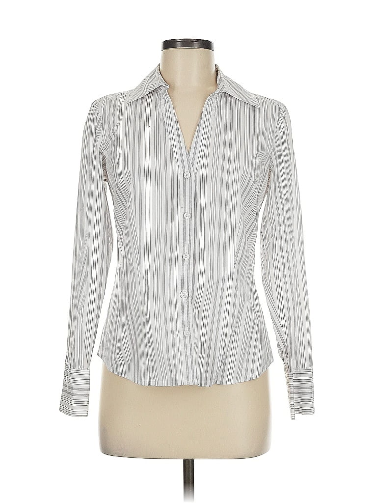 Pre-owned Ann Taylor Loft Outlet Long Sleeve Blouse In Silver
