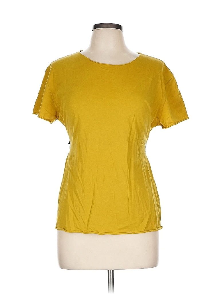 Pre-owned Asos Design Short Sleeve Top Yellow Crew Neck Tops