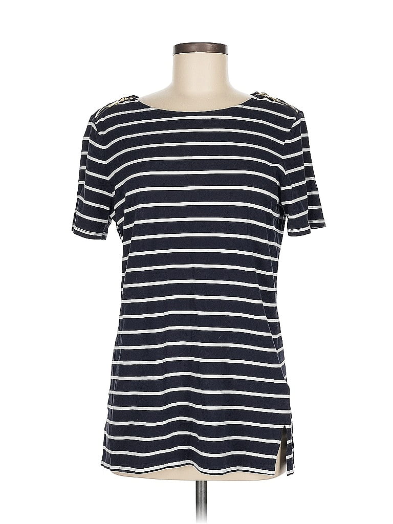 Pre-owned Michael Michael Kors Short Sleeve Top Blue Boatneck Tops