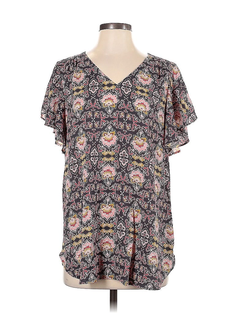 Pre-owned Ann Taylor Loft Short Sleeve Blouse In Black