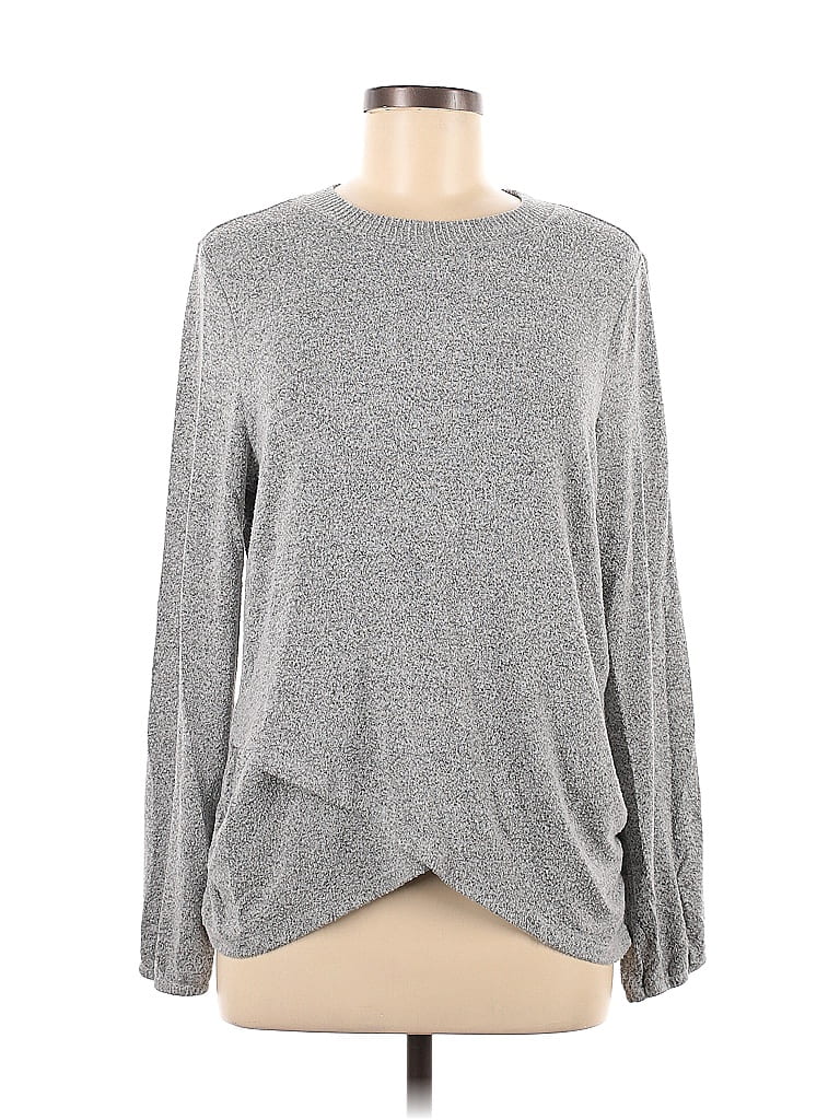 Pre-owned Per Se Pullover Sweater In Gray