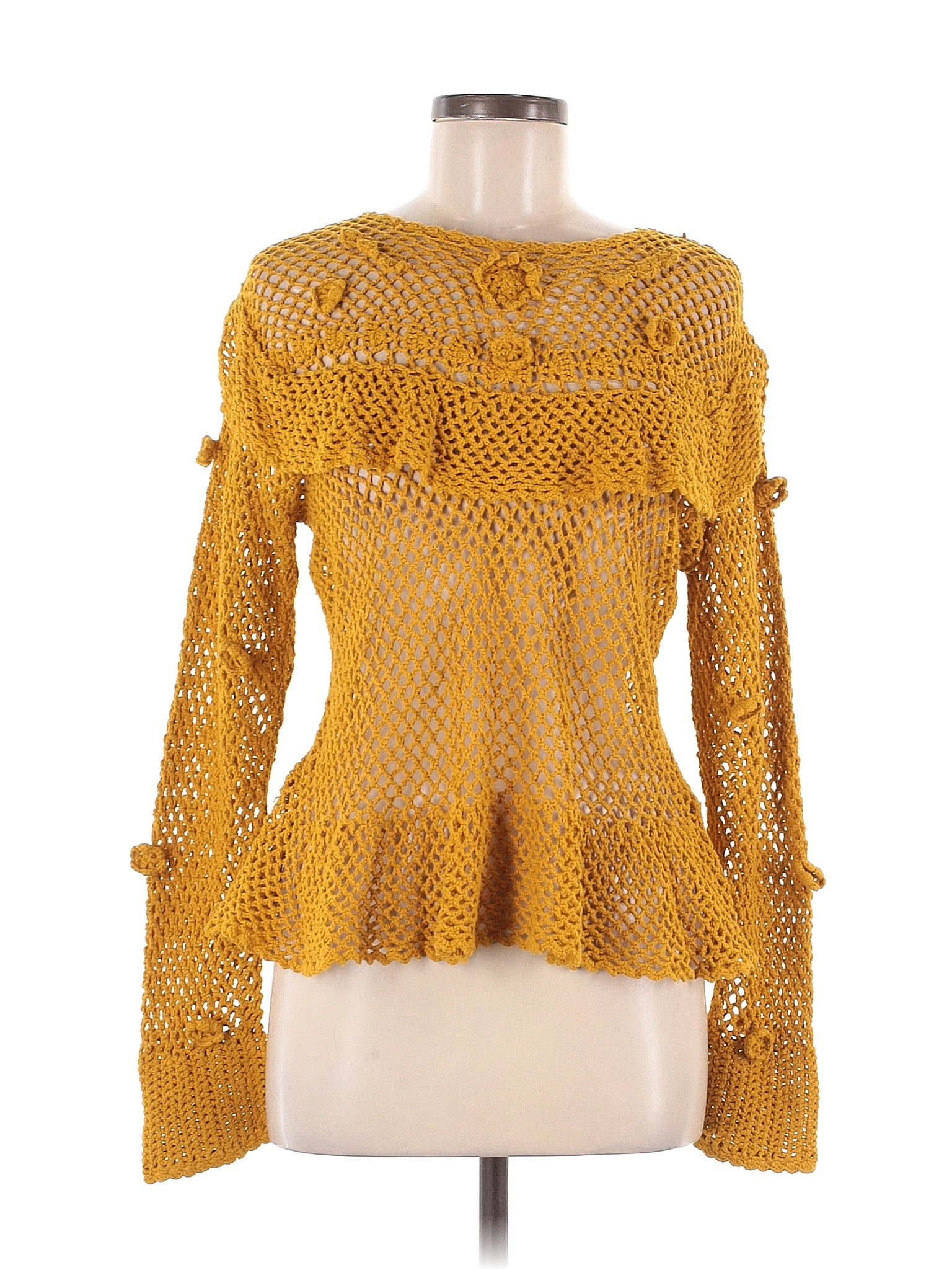 Zara 100 Cotton Yellow Orange Pullover Sweater Size M 54 off ThredUp