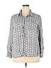 Leyla 100% Rayon Print Gray Long Sleeve Button-Down Shirt Size 2X - photo 1