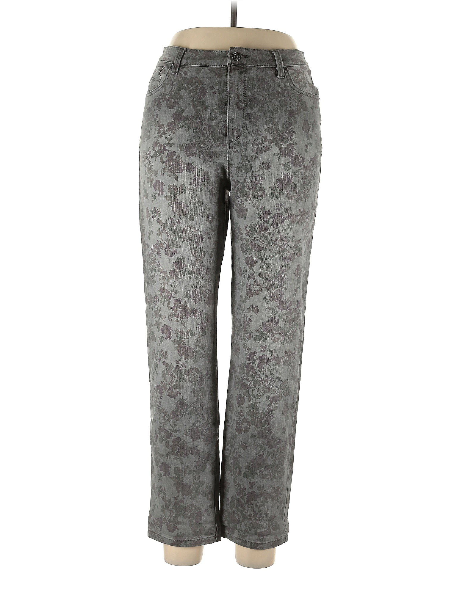Gloria Vanderbilt Floral Gray Jeans Size 12 (Petite) 60 off ThredUp