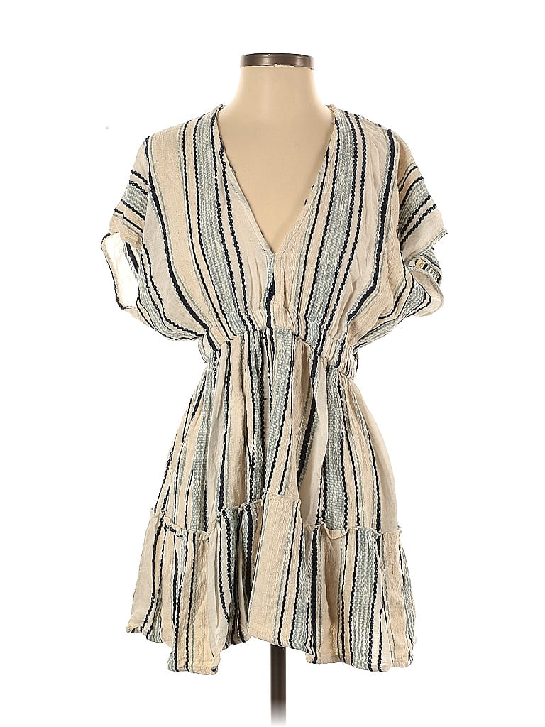 Elan Stripes Tan Casual Dress Size S - photo 1