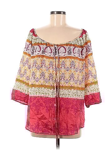 Velvet 3/4 Sleeve Silk Top (view 1)
