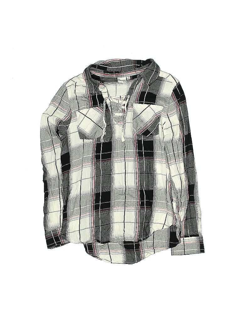 Mudd Plaid Silver Long Sleeve Button-Down Shirt Size 14 - photo 1