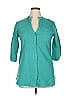 Beyond This Plane Teal 3/4 Sleeve Button-Down Shirt Size XL - photo 1