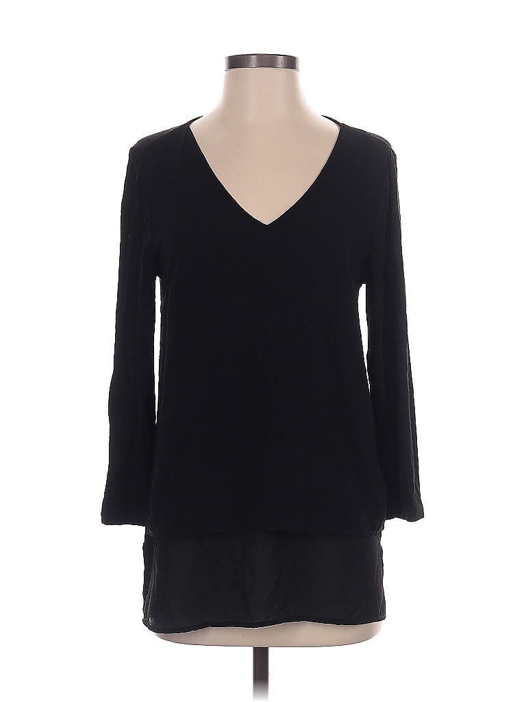 Pre-owned Michael Michael Kors 3/4 Sleeve Top Black V Neck Tops