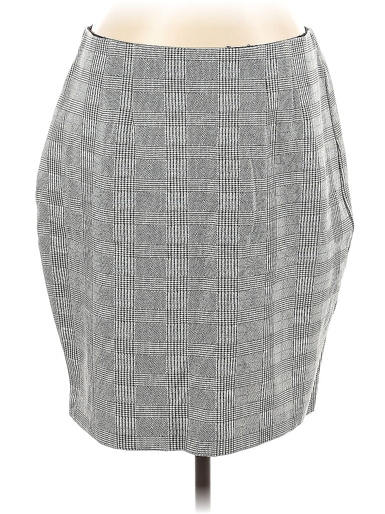 Amanda + Chelsea Houndstooth Gray Casual Skirt Size L - photo 1