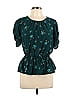 Lily White Teal Short Sleeve Blouse Size L - photo 1