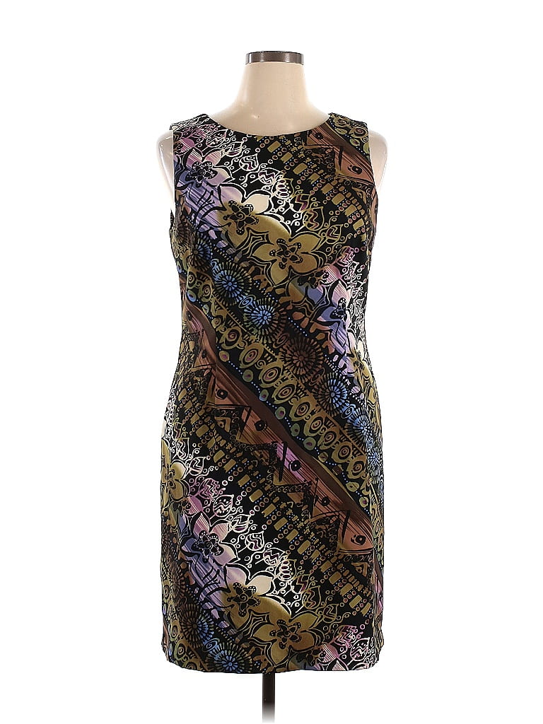 Connected Apparel Graphic Brown Cocktail Dress Size 16 - photo 1