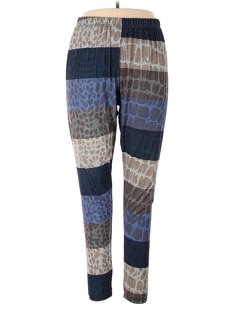 Beyond This Plane Animal Print Blue Casual Pants Size 3X - photo 1