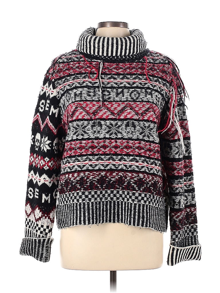 Monse 100 Wool Print Red Black Red Fairisle Sweater Size L 81 off
