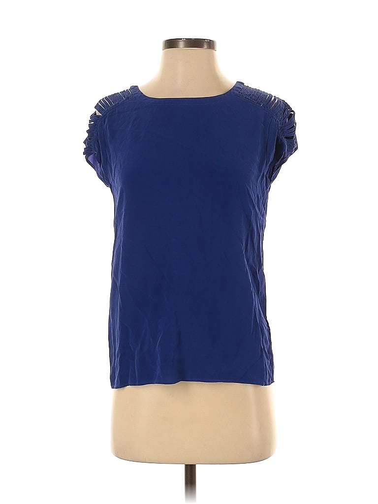 Les Petites... Collection 100% Silk Blue Short Sleeve Top Size S - photo 1