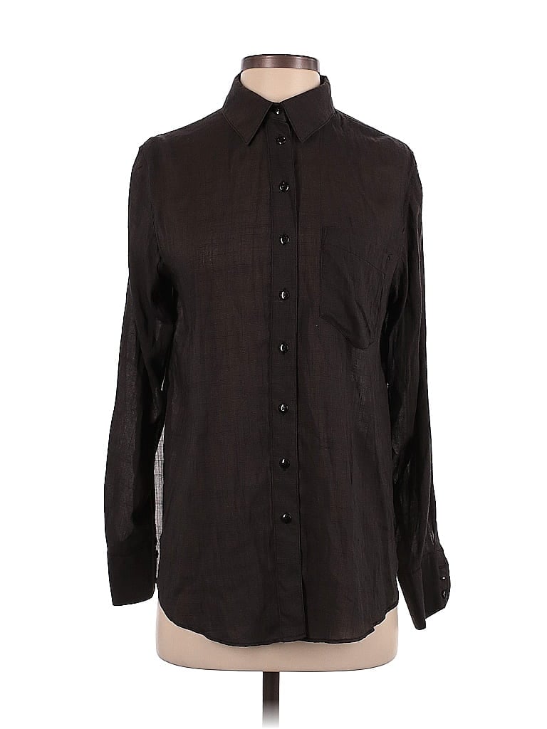Pre-owned Free People Long Sleeve Button Down Shirt In Black