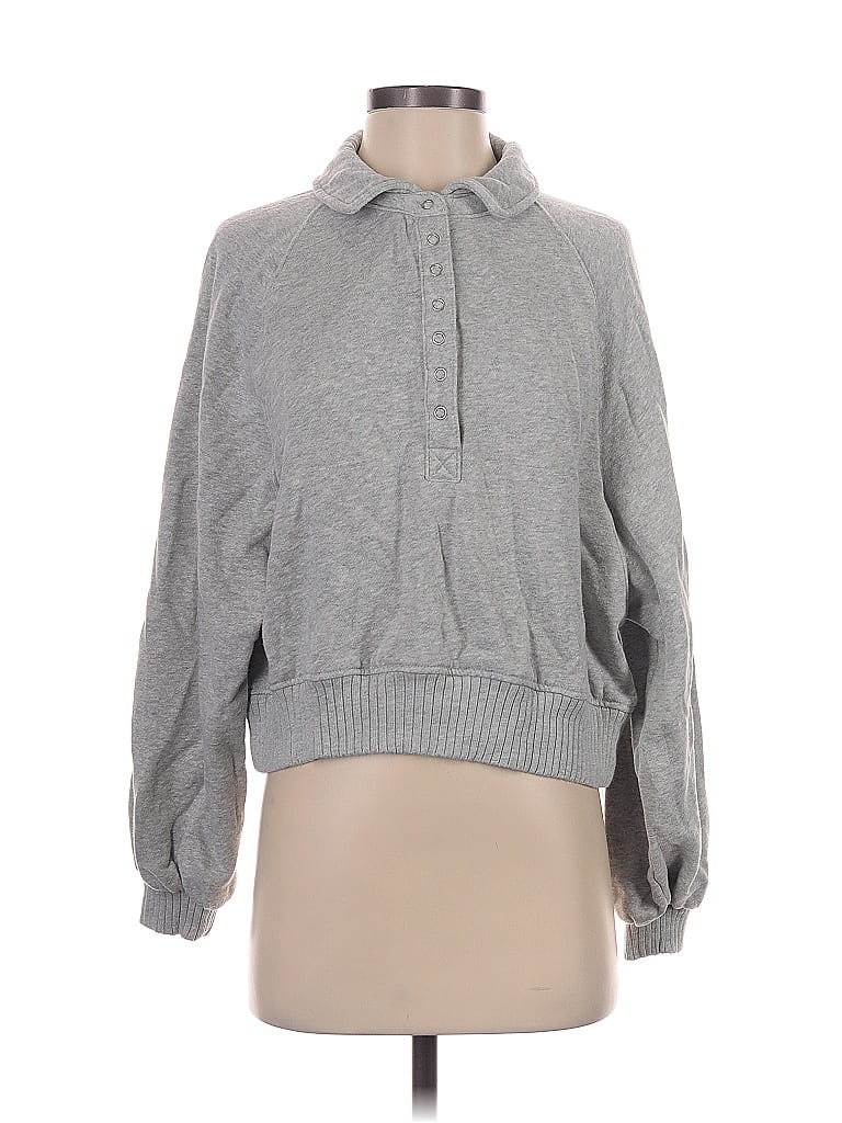 Pre-owned Aerie Zip Up Hoodie In Gray