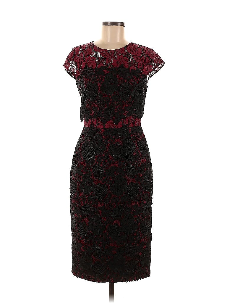 ML Monique Lhuillier Burgundy Red Royal Rose Sheath Dress Size 6 - photo 1