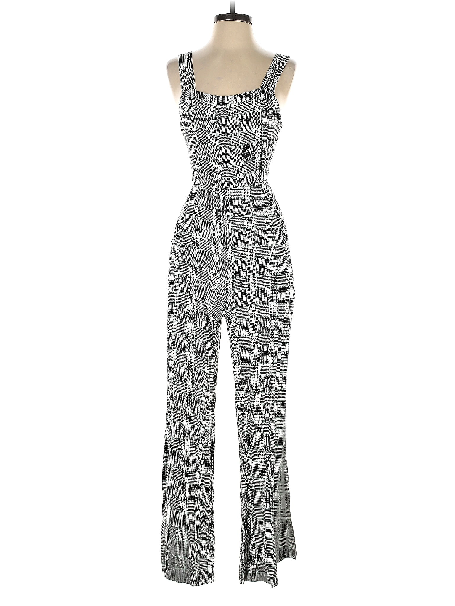 Cotton Candy LA 100% Rayon Houndstooth Gray Jumpsuit Size S