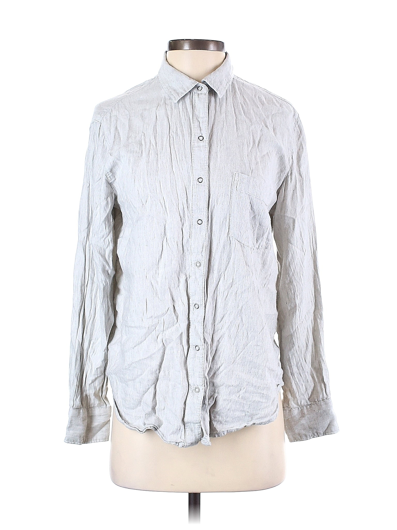 Aerie Gray Long Sleeve Button-Down Shirt Size S