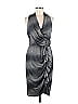 David Meister 100% Polyester Metallic Gray Cocktail Dress Size 8 - photo 1