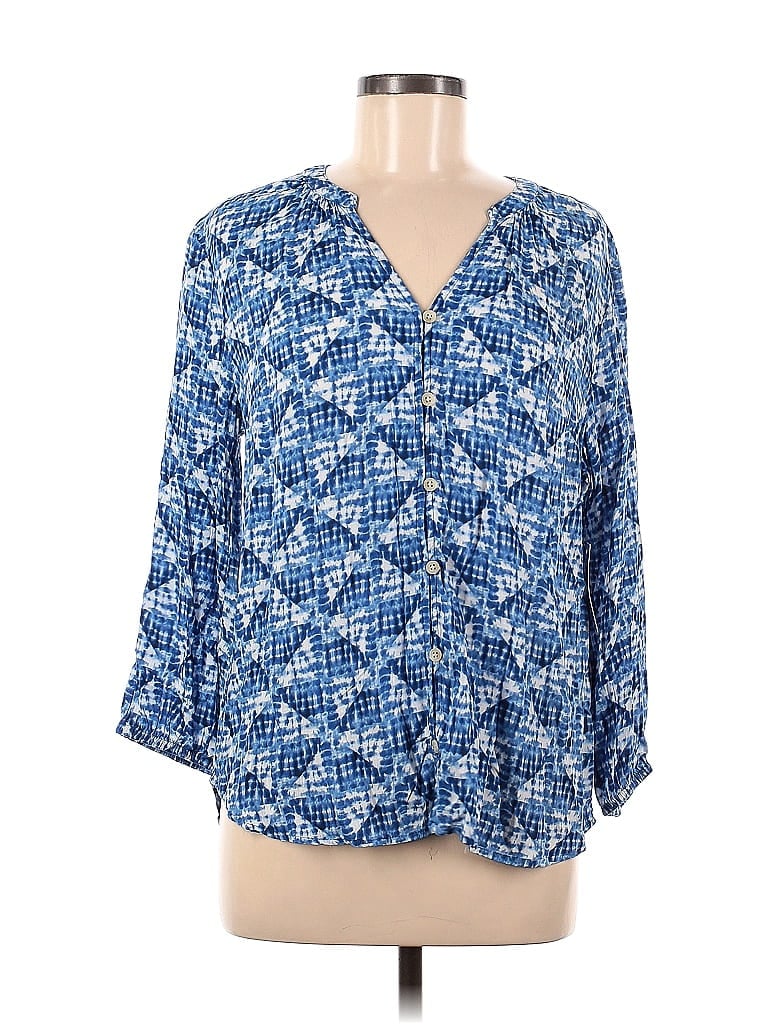 Pre-owned Sonoma Goods For Life 3/4 Sleeve Blouse In Blue