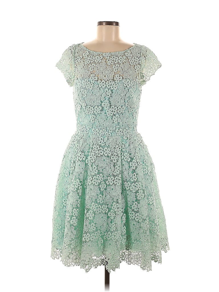 ML Monique Lhuillier 100% Polyester Green Blue Kyoto Bloom Dress Size 10 - photo 1