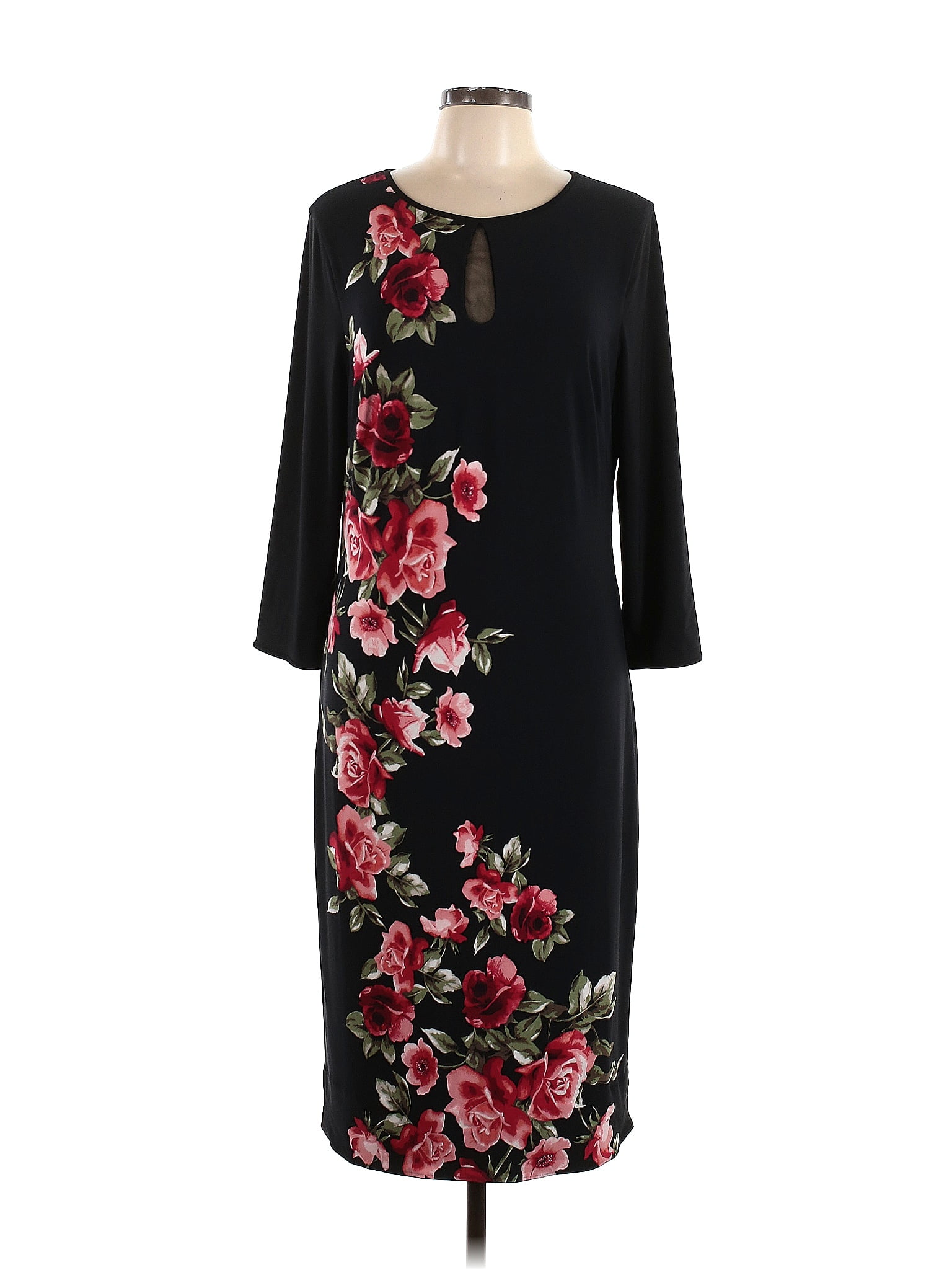 White House Black Market Floral Black Casual Dress Size L 71 off
