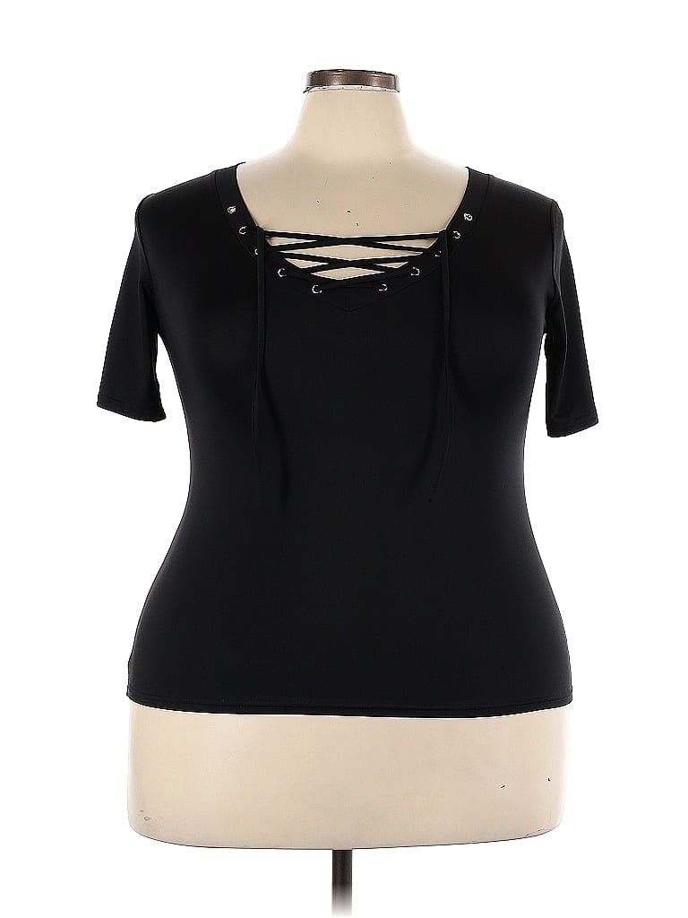 Uget Black Short Sleeve Top Size XL - photo 1