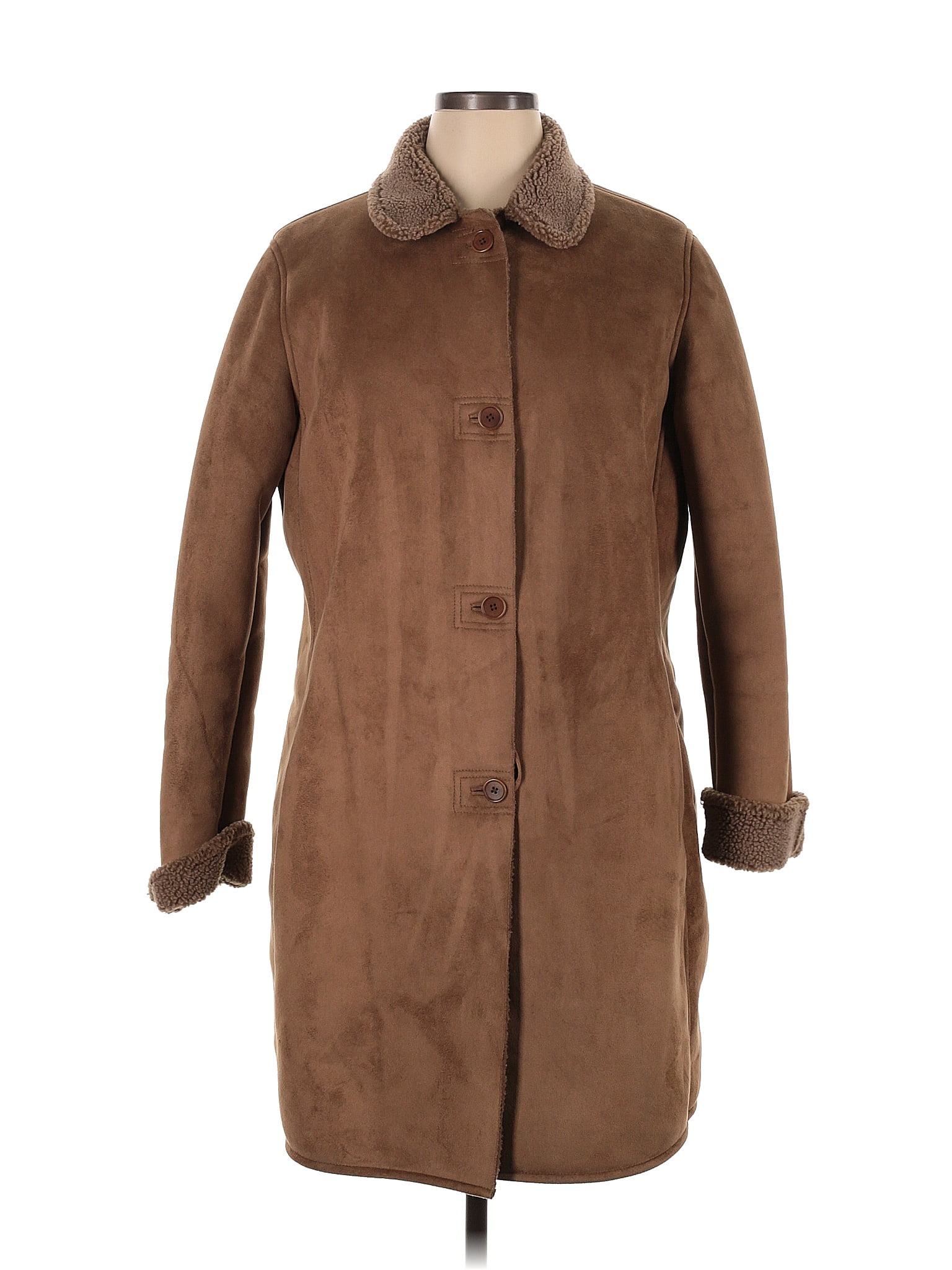 Lands' End 100 Polyester Brown Coat Size 14 16 75 off ThredUp