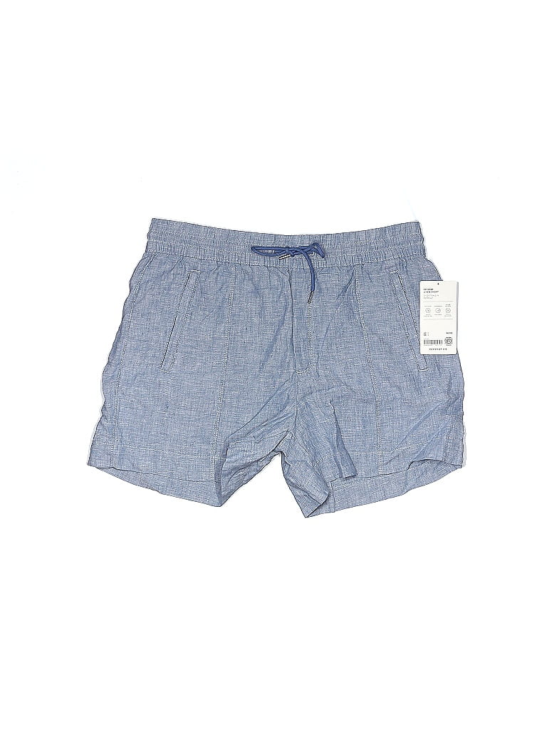 Athleta 100 Linen Blue Shorts Size 12 60 off ThredUp