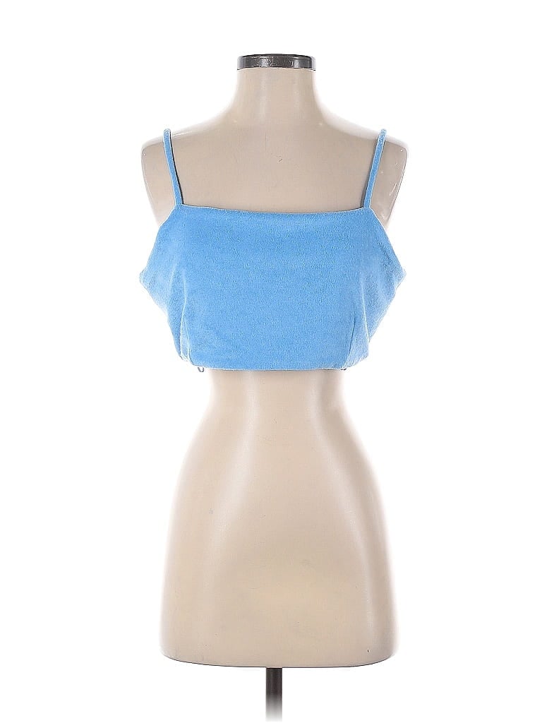 Pre-owned 7 For All Mankind Tank Top Blue Strapless Neckline Tops
