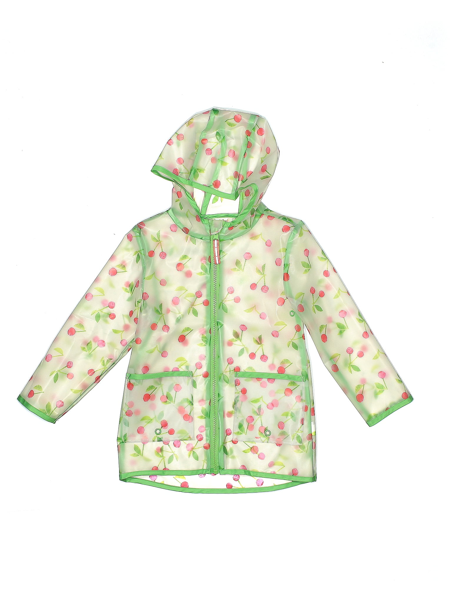 Cat & Jack 100 Polyurethane Floral Green Raincoat Size 4T 16 off
