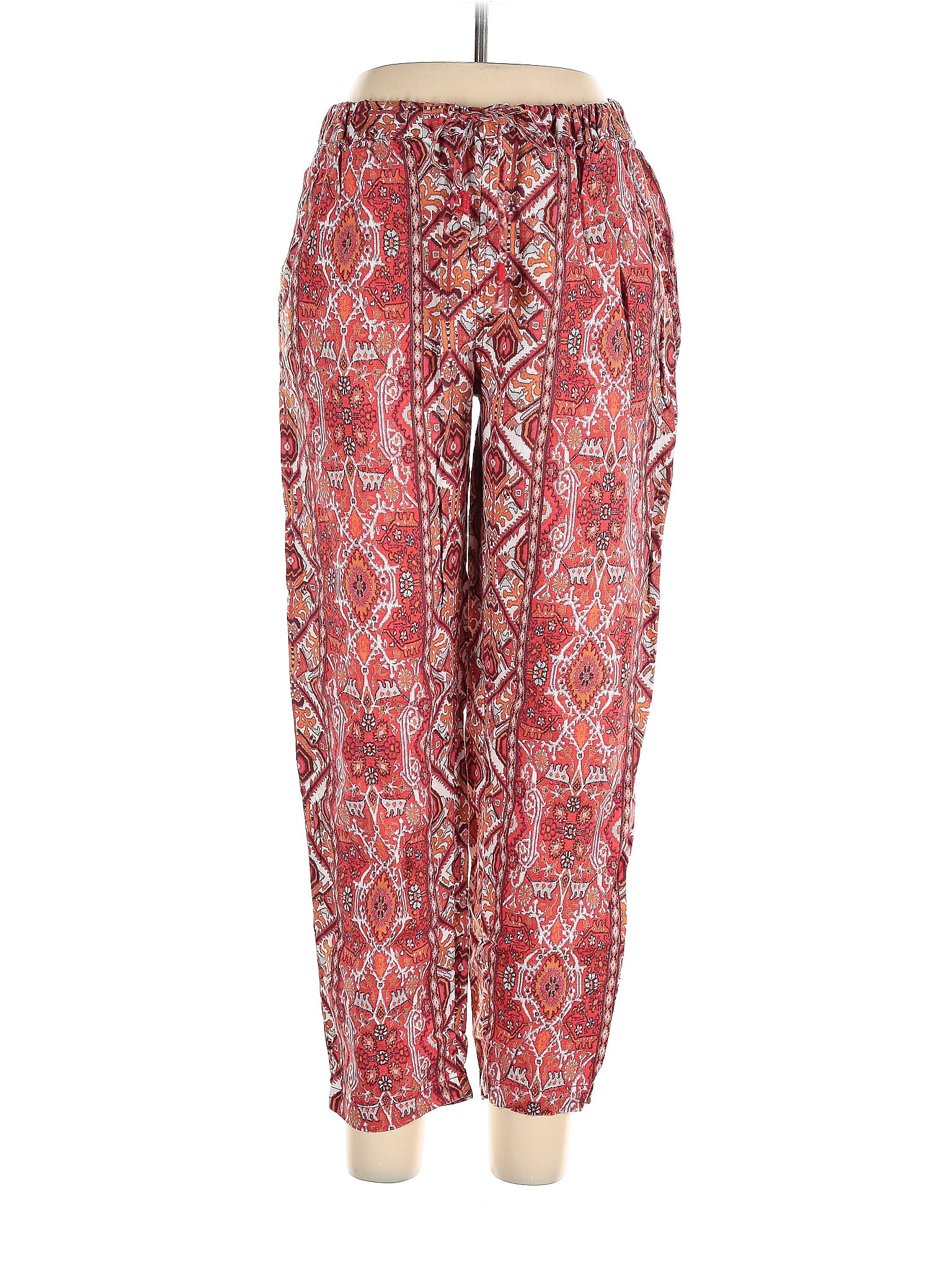 Rachel Zoe 100 Linen Paisley Red Linen Pants Size L 82 off ThredUp