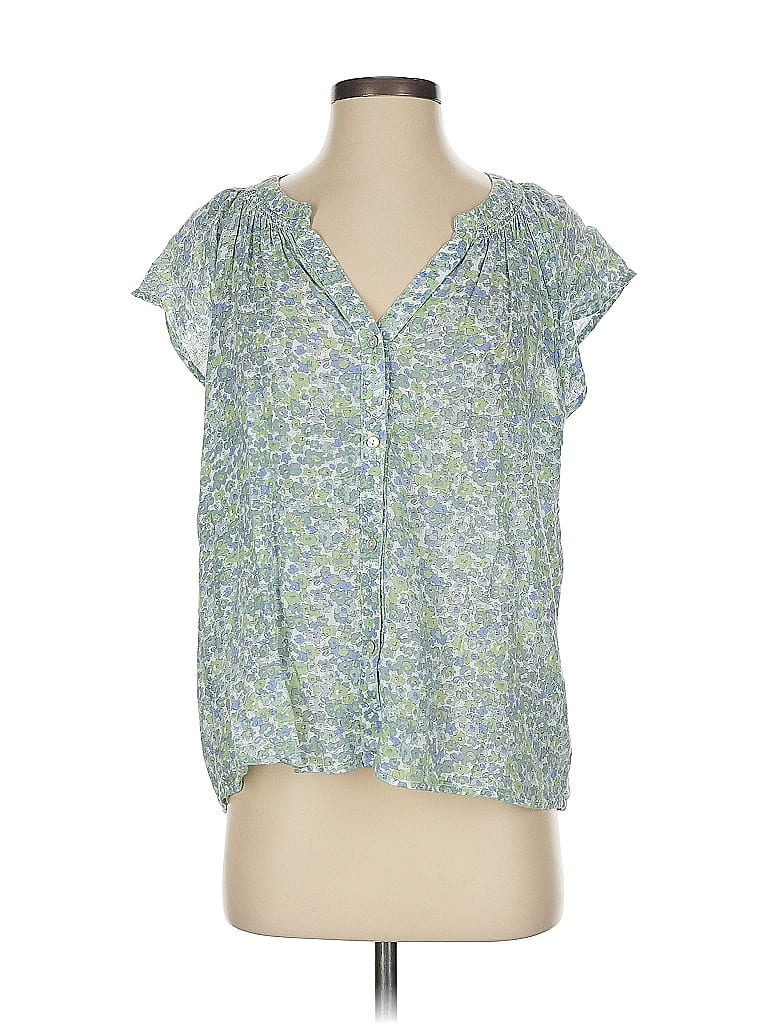 Blouse Femme Caribbean Joe - Taille PXL 3/4 Manches Coton Floral Bleu Vert | Occasion Très Bon état