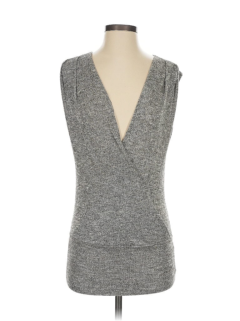 Pre-owned Daytrip Sleeveless Top Gray Plunge Neckline Tops
