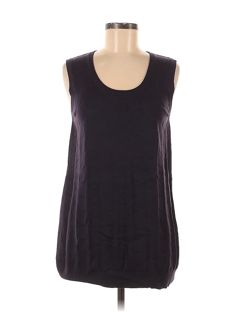 Akris Punto 100% Baumwolle Black Purple Sweater Vest Size 8 - photo 1