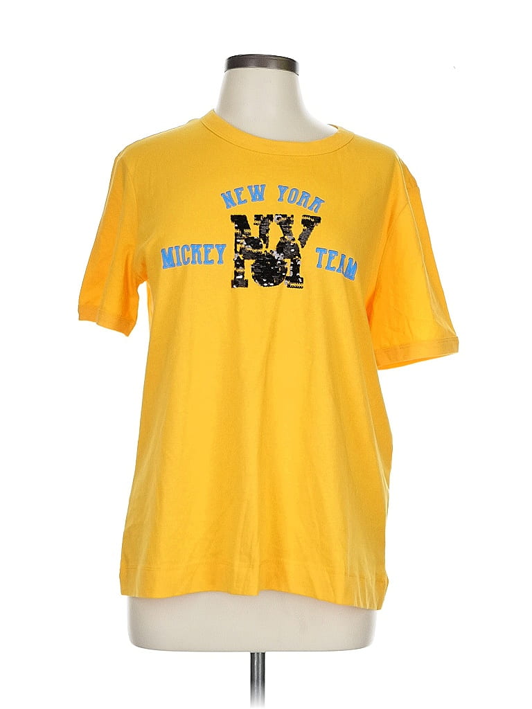 Zara 100% Baumwolle Yellow Short Sleeve T-Shirt Size L - photo 1