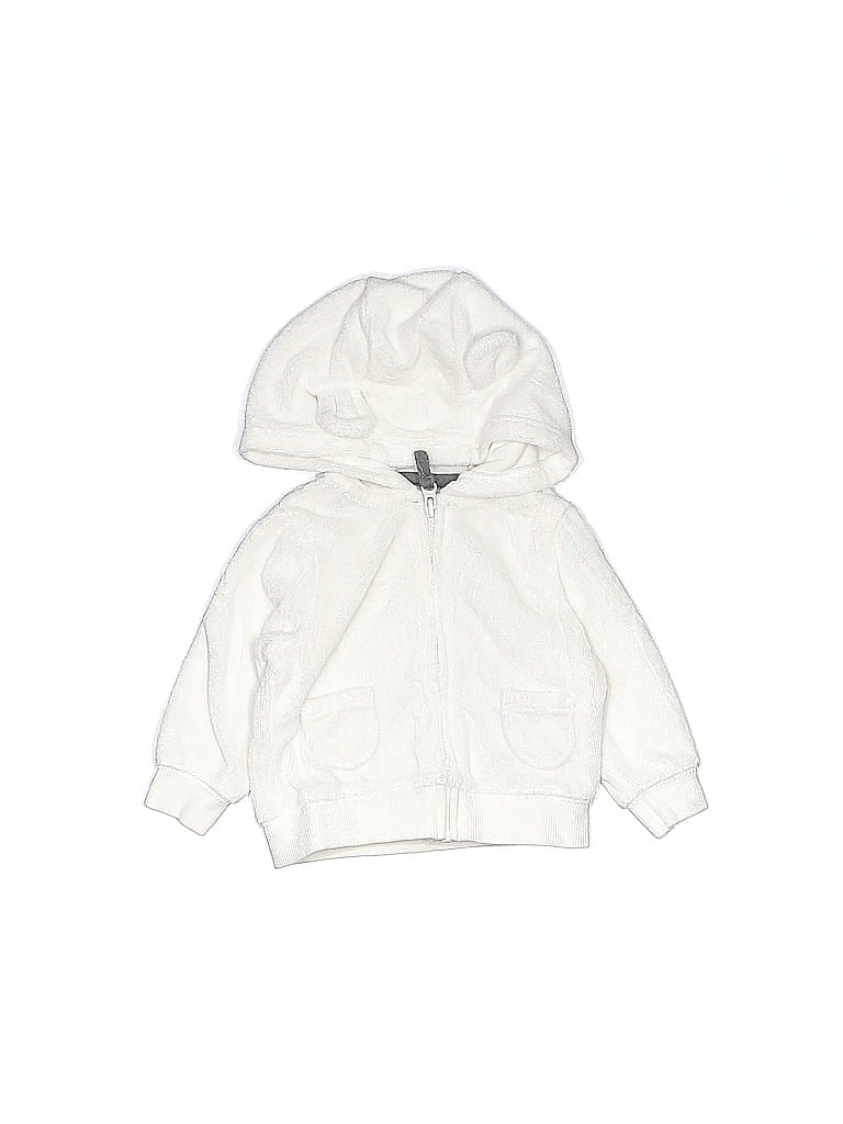 Pre-owned Carter's Babies' Zip Up Hoodie In White