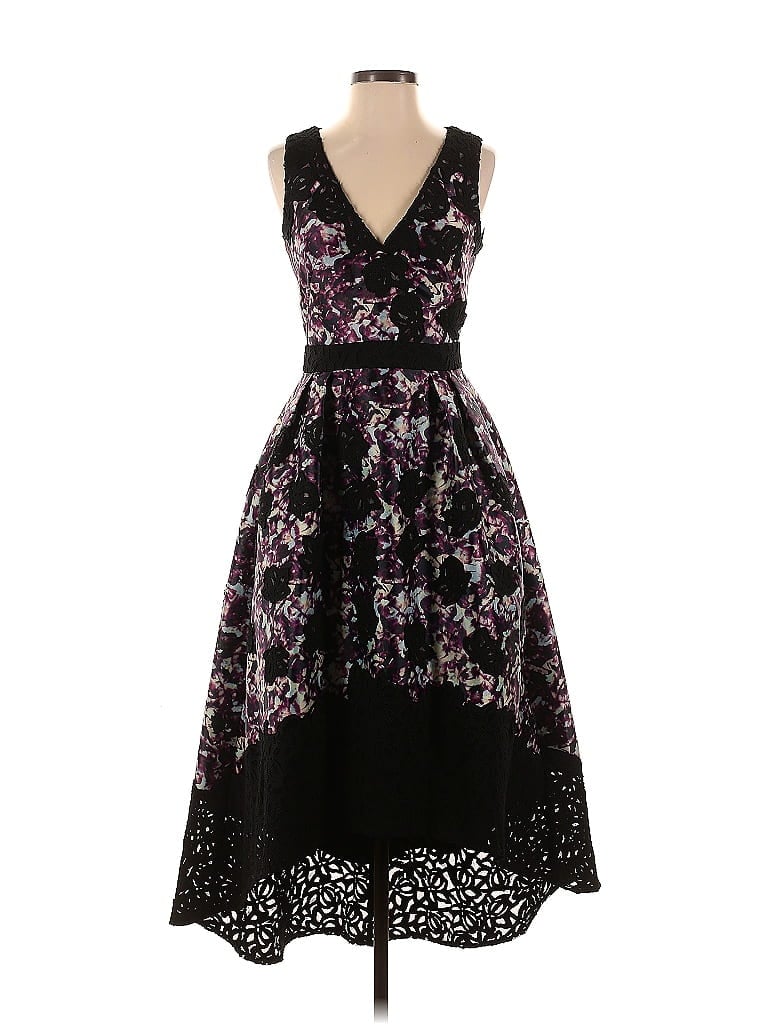 ML Monique Lhuillier 100% Polyester Black Dark Floral Alex Dress Size 2 - photo 1