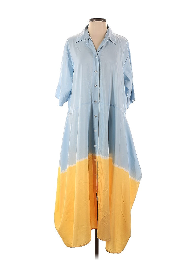 Tome 100% Polyester Blue Patchwork Tie Dye Dress Size 4 - photo 1