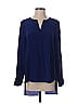 BCBGMAXAZRIA 100% Silk Blue Long Sleeve Silk Top Size XXS - photo 1