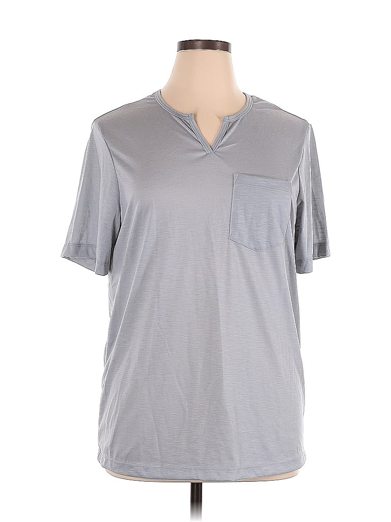 Pre-owned Go Couture Short Sleeve Henley Shirt In Gray