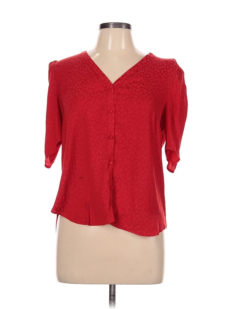 Pre-owned 1.state Short Sleeve Blouse In Red