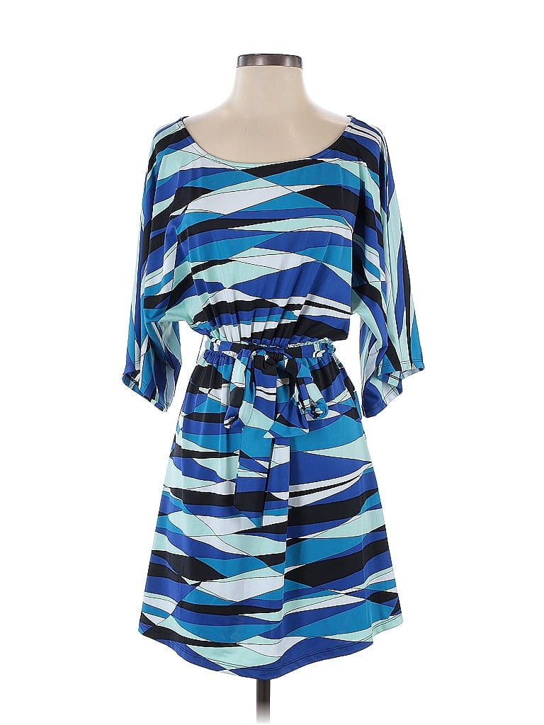 Julie Brown Print Blue Casual Dress Size P (petite) - photo 1
