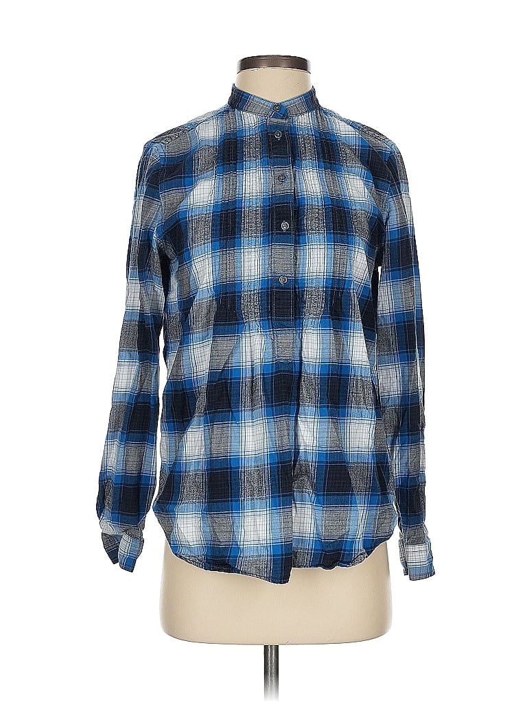 Pre-owned Lands' End Long Sleeve Button Down Shirt In Blue