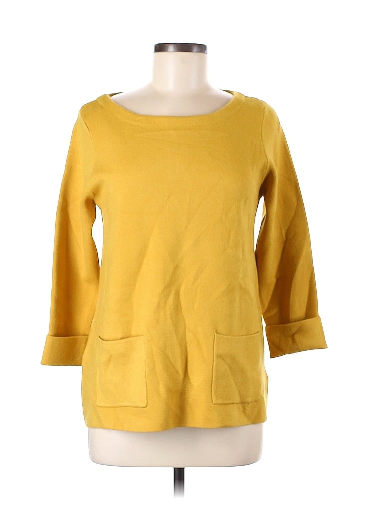Pre-owned Cynthia Rowley 3/4 Sleeve Top Yellow Boatneck Tops