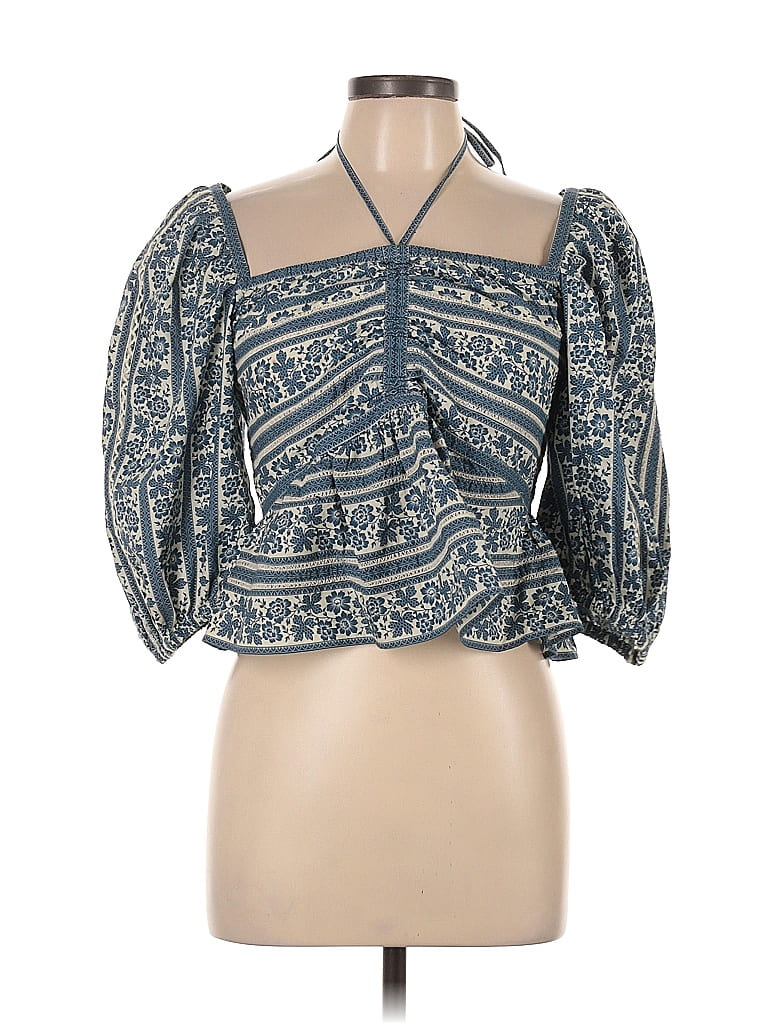 Sea New York 100% Cotton Blue 3/4 Sleeve Blouse Size L - photo 1