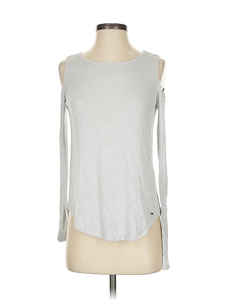Click to view more detailed imagery on our partner's website Pre-owned Hollister Long Sleeve Top Gray Cold Shoulder Neckline Tops