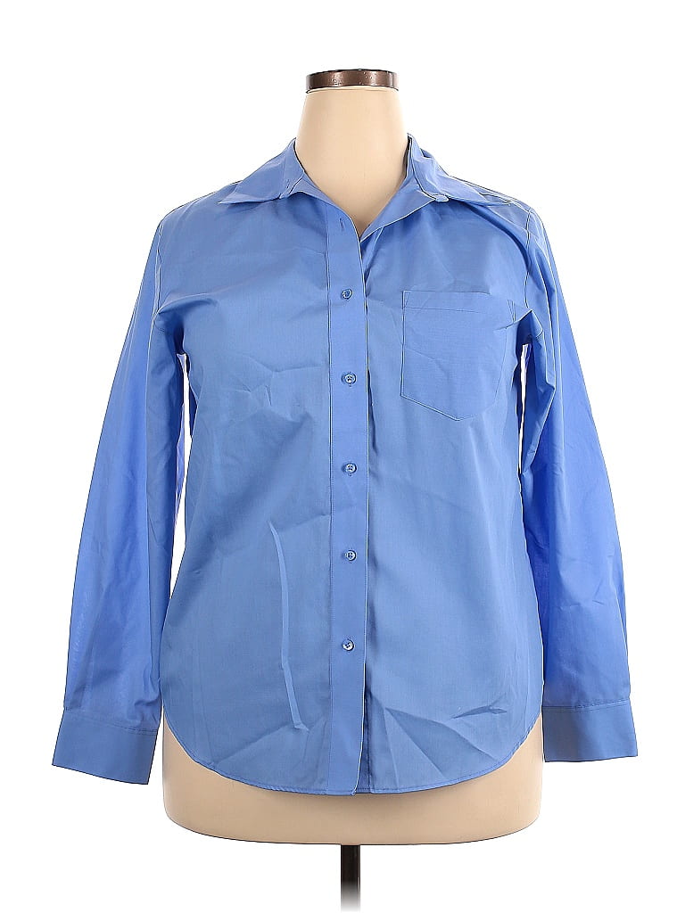 Foxcroft Blue Long Sleeve Button-Down Shirt Size 18 - photo 1